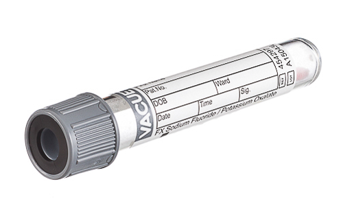 Vacuette FX Sodium Fluoride/ Potassium Oxalate tube, non-ridged cap, paper label, 4 ml